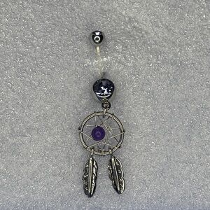 Silver and Purple Dreamcatcher Belly Ring